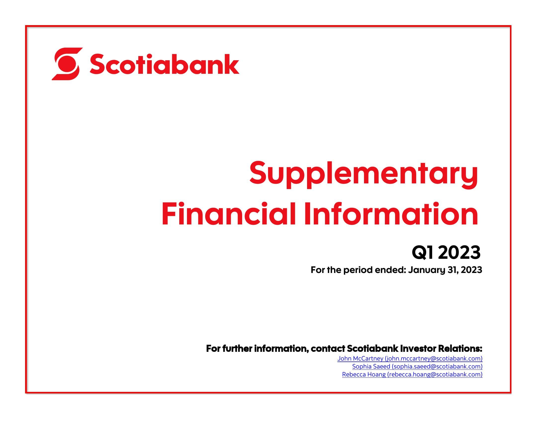 Supplementary Financial Information Q1 2023 image