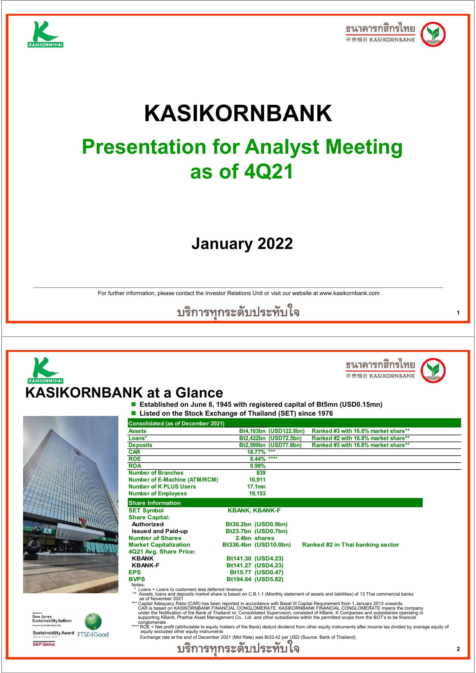 KASIKORNBANK Analyst Meeting Presentation image