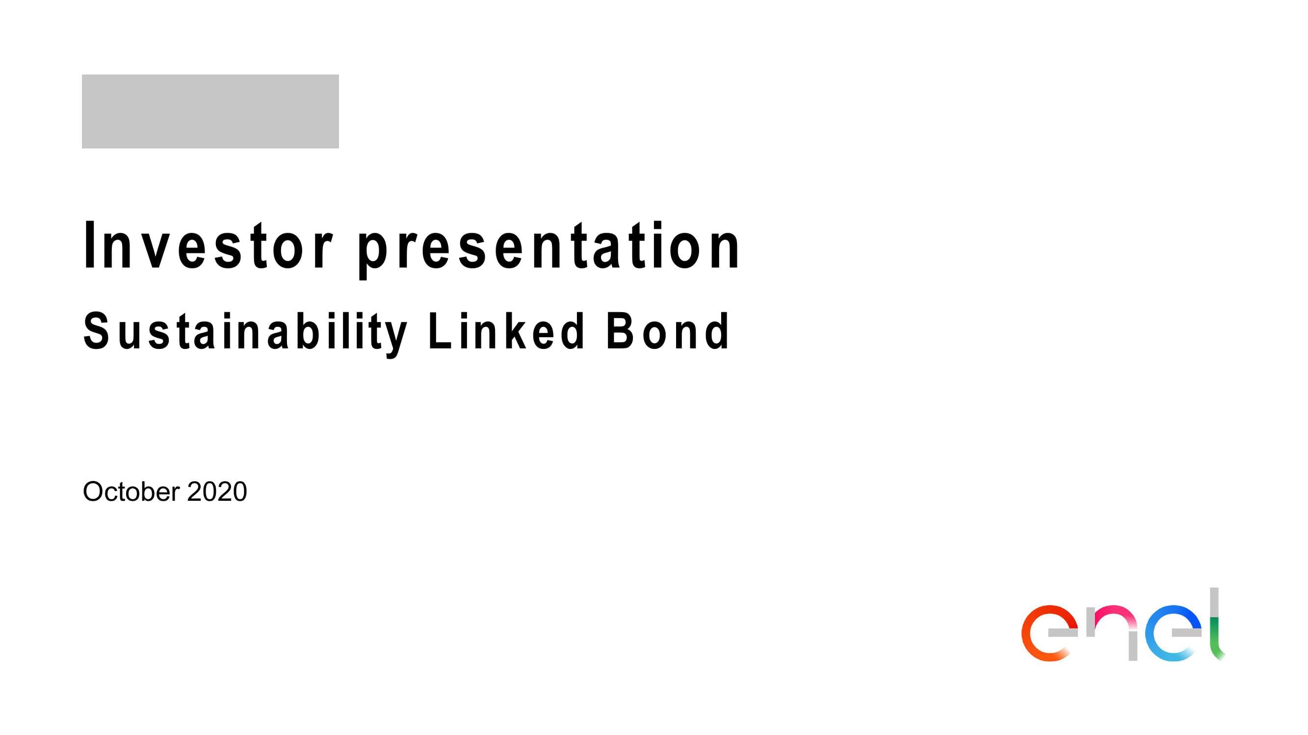 Sustainability Linked Bond Investor Presentation image