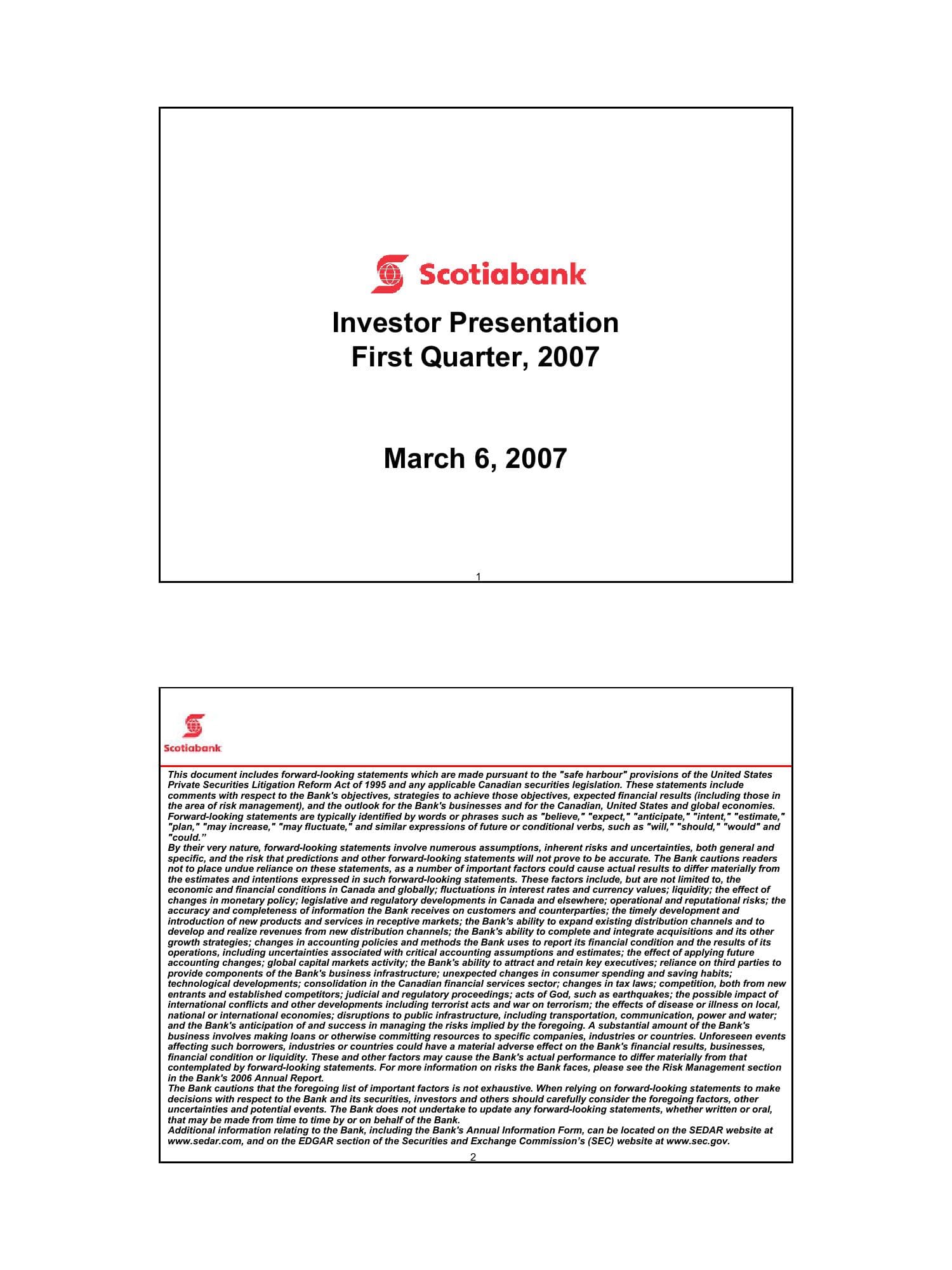 Investor Presentation - First Quarter, 2007 image