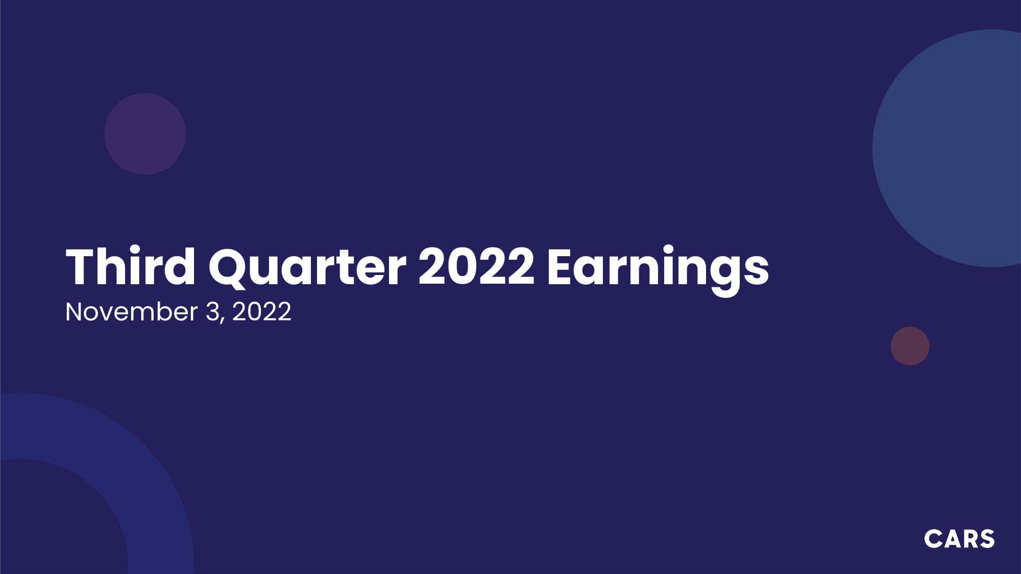 Third Quarter 2022 Earnings image