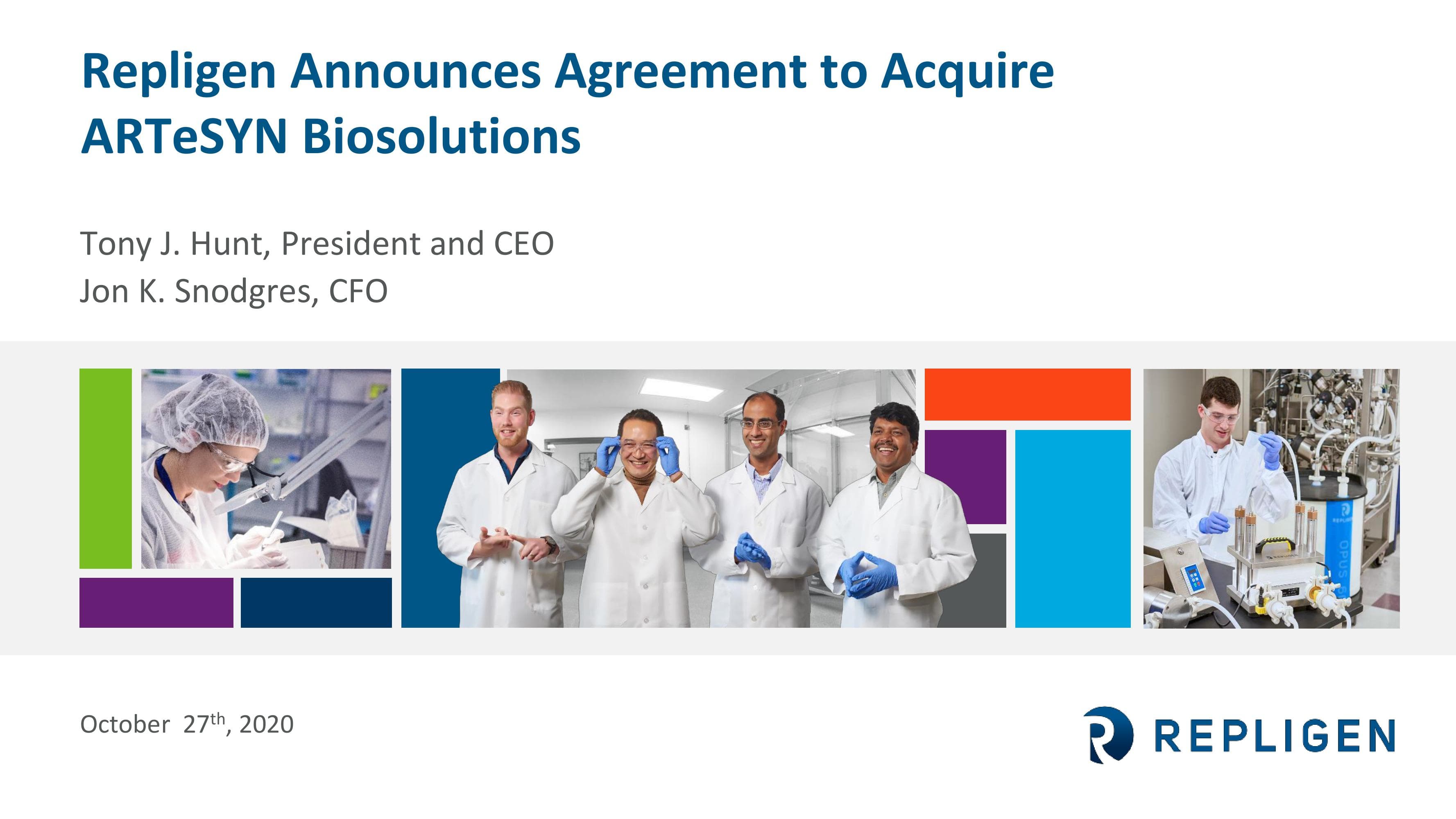 Repligen Announces Agreement to Acquire ARTeSYN Biosolutions image