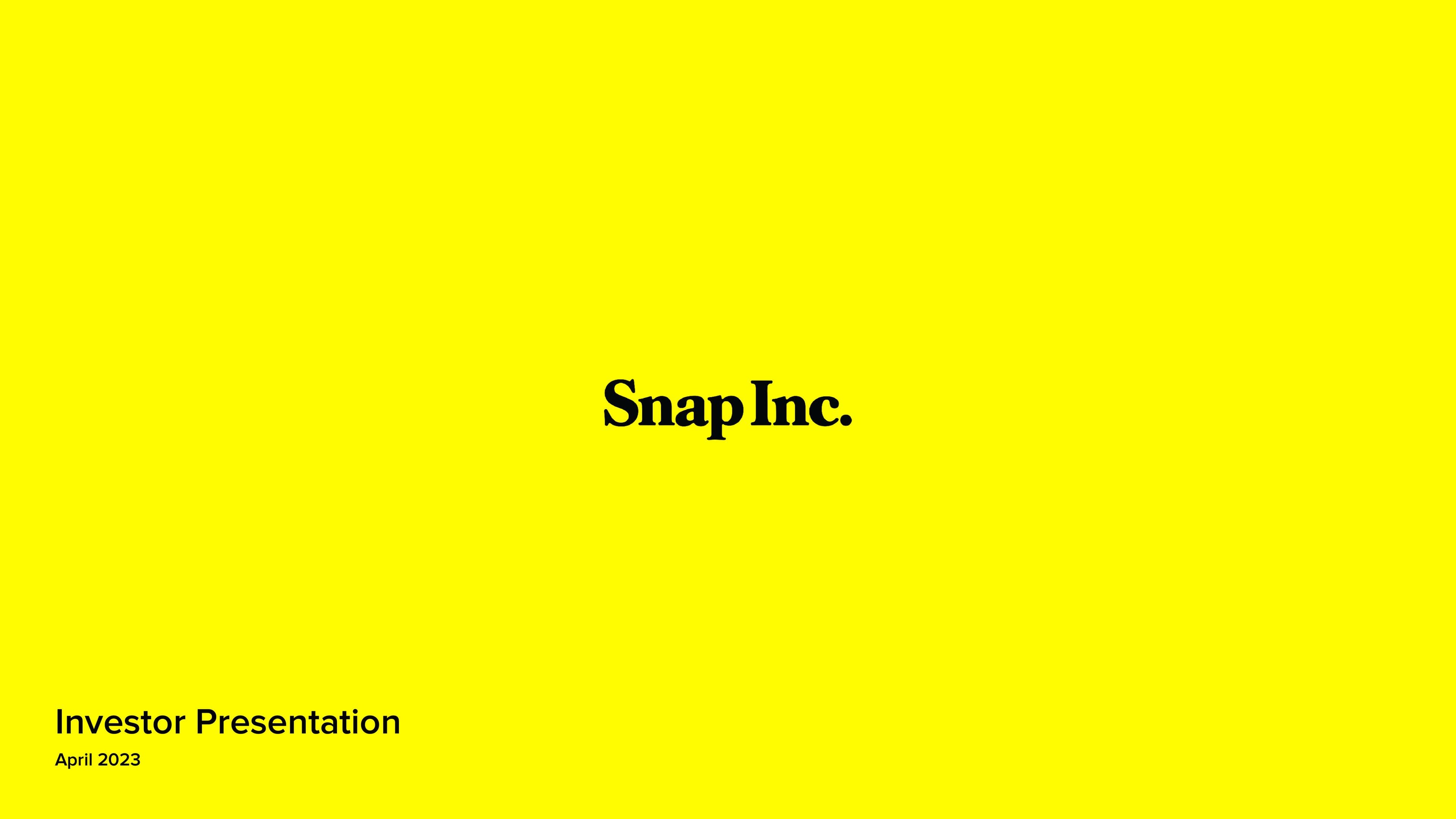 Snap Inc Investor Presentation Deck image