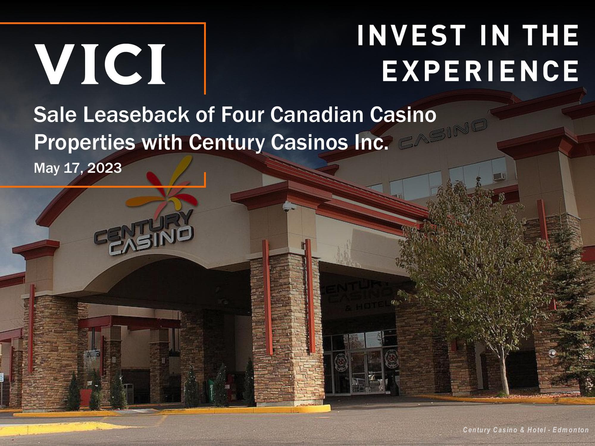 Sale Leaseback of Four Canadian Casino Properties with Century Casinos Inc. image