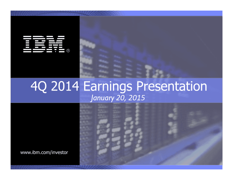 IBM 4Q 2014 Earnings Presentation  image