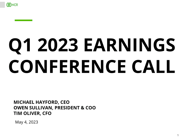 NCR Q1 2023 Earnings Conference Call image