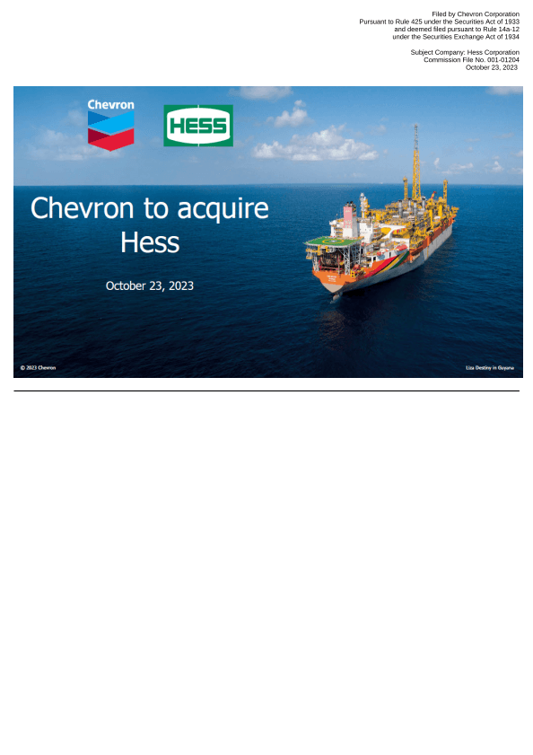 Chevron to Acquire Hess  image