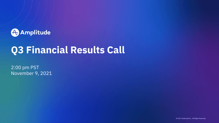 Amplitude Q3 Financial Results Call image