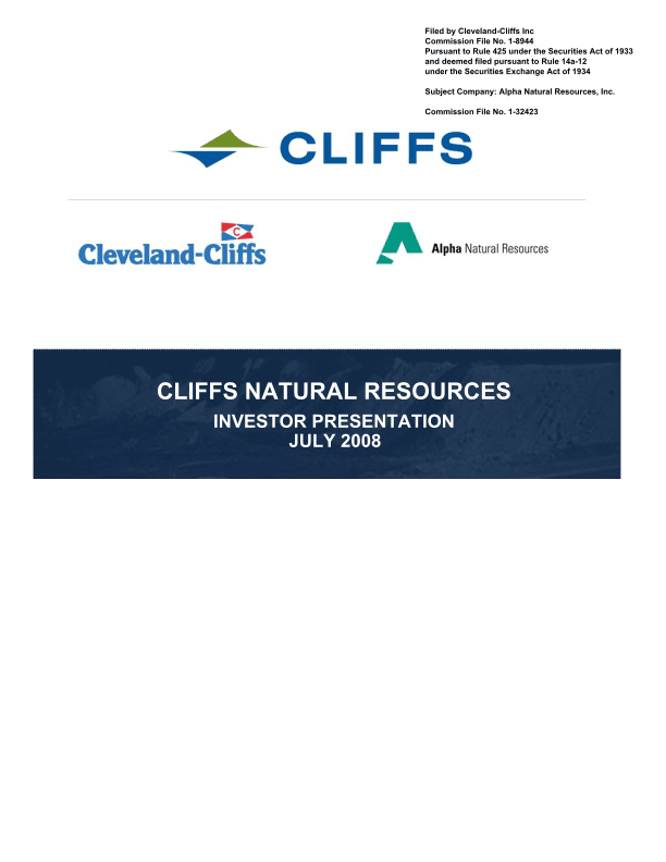 Cliffs Natural Resources Investor Presentation image