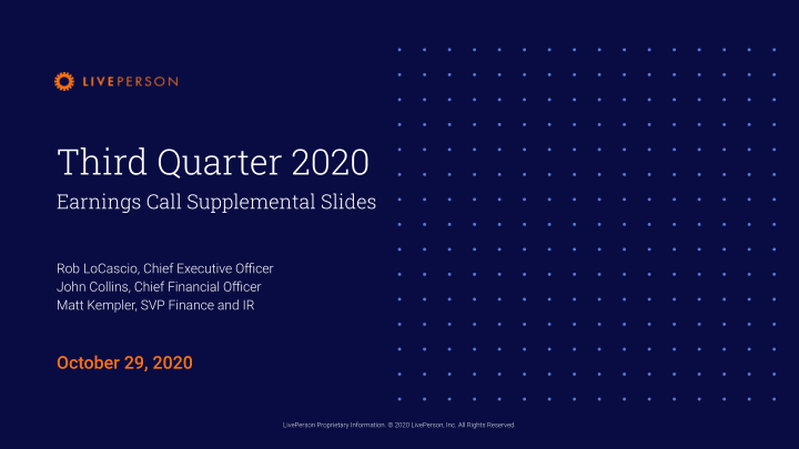 Third Quarter 2020 Earnings Call Supplemental Slides image