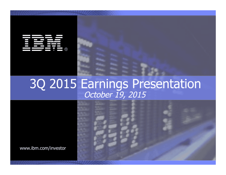 3Q 2015 Earnings Presentation image