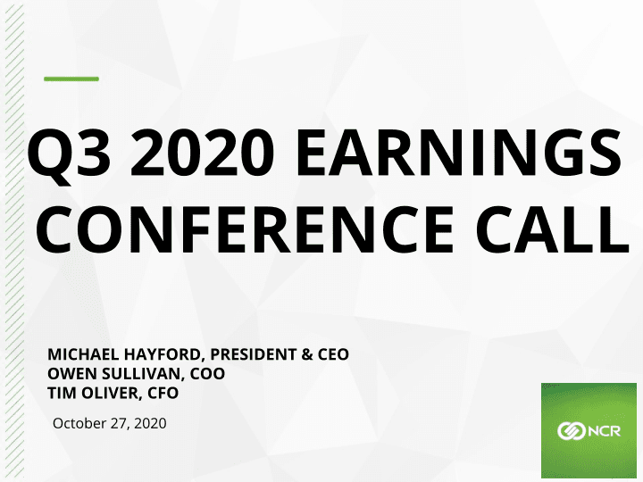 Q3 2020 Earnings Conference Call image