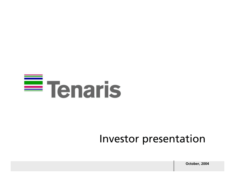 Tenaris Investor Presentation image